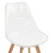 Scaun transparent acril piele ecologică lemn fag Bali 48x54x80 cm