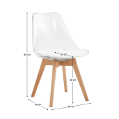 Scaun transparent acril piele ecologică lemn fag Bali 48x54x80 cm