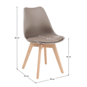 Scaun piele ecologica gri maro lemn fag Bali 48x54x80 cm