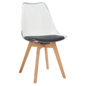 Scaun acril transparent piele ecologica alba fag Bali 48x53x82 cm