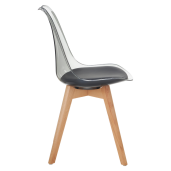 Scaun acril transparent piele ecologica alba fag Bali 48x53x82 cm