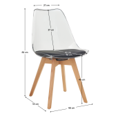 Scaun acril transparent piele ecologica alba fag Bali 48x53x82 cm