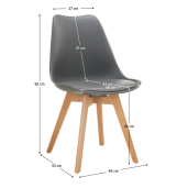 Scaun plastic piele ecologica gri fag Bali 48x53x82 cm