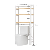 Raft deasupra toaletei stejar natur alb Balram 63x27,5x155 cm