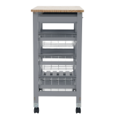 Carucior servire mdf gri lemn natur Barabe 67x37x76 cm