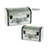 Set 2 cufere decor Craciun lemn 30x20.5x19 cm, 24x15.5x16 cm