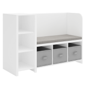 Banca cu raft DTD alb textil gri Benko 112x40x76 cm