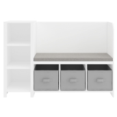 Banca cu raft DTD alb textil gri Benko 112x40x76 cm