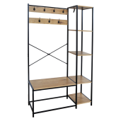 Cuier metal negru MDF stejar Berdy 110x40x180 cm