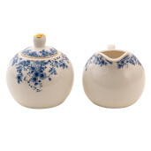 Set zaharanita si latiera portelan alb albastru 11x9x8 cm, 9x9 cm