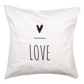 Fata perna decorativa textil alb negru Love 45x45 cm