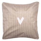 Fata perna decorativa textil maro alb Love 45x45 cm