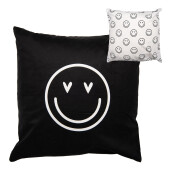 Fata perna decorativa textil negru alb Smile 45x45 cm