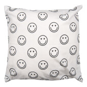 Fata perna decorativa textil negru alb Smile 45x45 cm