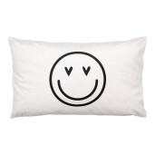 Fata perna decorativa textil alb negru Smile 30x50 cm