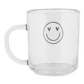 Set 6 cani sticla transparenta neagra Smile 11x8x9 cm / 200 ml