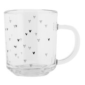 Set 6 cani sticla neagra transparenta Inimioare 11x8x9 cm / 200 ml