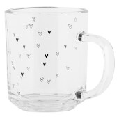 Set 6 cani sticla neagra transparenta Inimioare 11x8x9 cm / 200 ml