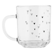 Set 6 cani sticla neagra transparenta Inimioare 11x8x9 cm / 200 ml
