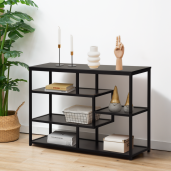 Raft pardoseala mdf laminat fier negru Bilote 114x33x78 cm