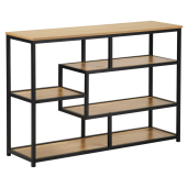 Raft pardoseala mdf laminat stejar fier negru Bilote 114x33x78 cm