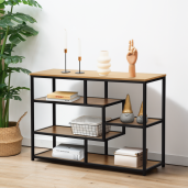 Raft pardoseala mdf laminat stejar fier negru Bilote 114x33x78 cm