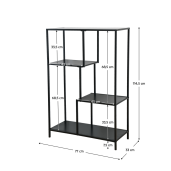 Raft metal negru Bilote 77x33x114.5 cm