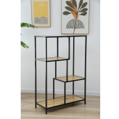 Raft metal negru MDF stejar Bilote 77x33x114.5 cm 
