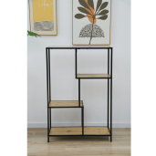 Raft metal negru MDF stejar Bilote 77x33x114.5 cm 