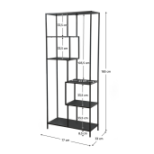Raft metal negru Bilote 77x33x185 cm