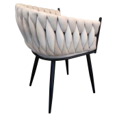 Scaun dining catifea bej metal negru Bler 64x55x78 cm