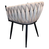 Scaun dining catifea bej metal negru Bler 64x55x78 cm