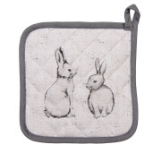 Servet vase fierbinti bumbac bej gri Iepurasi 20x20 cm