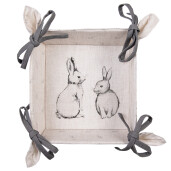 Cos paine bumbac bej gri Iepurasi 35x35x8 cm