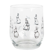 Set 6 pahare sticla transparenta neagra Iepurasi 8x9 cm, 300 ml