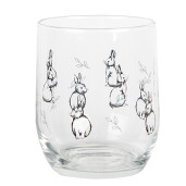 Set 6 pahare sticla transparenta neagra Iepurasi 8x9 cm, 300 ml