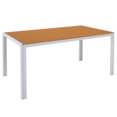 Masa de gradina otel alb stejar Bonto 150x90x73 cm