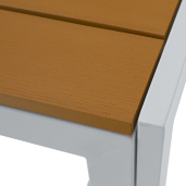 Masa de gradina otel alb stejar Bonto 150x90x73 cm