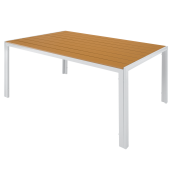 Masa de gradina otel alb stejar Bonto 150x90x73 cm