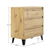 Comoda DTD stejar artisan Bogan 70x38.8x78.4 cm
