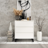 Comoda DTD laminat alb negru Bogan 70x38,8x78,4 cm