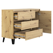 Comoda DTD laminat stejar artisan negru Bogan 110x38,8x78,4 cm