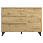 Comoda DTD laminat stejar artisan negru Bogan 110x38,8x78,4 cm