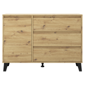 Comoda DTD laminat stejar artisan negru Bogan 110x38,8x78,4 cm