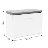 Banca cu pantofar mdf alb gri Boksa 60x45x30 cm 