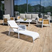 Sezlong gradina alb maro Bonto  64x161x48/100 cm