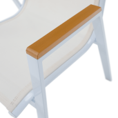 Scaun de gradina stivuibil otel alb stejar Bonto 61x56x90 cm
