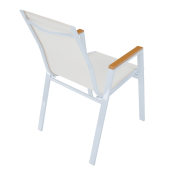 Scaun de gradina stivuibil otel alb stejar Bonto 61x56x90 cm