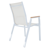 Scaun de gradina stivuibil otel alb stejar Bonto 61x56x90 cm