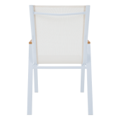 Scaun de gradina stivuibil otel alb stejar Bonto 61x56x90 cm